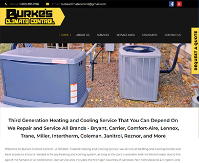 Heating and Air Conditioning Website Design Portfolio Texas